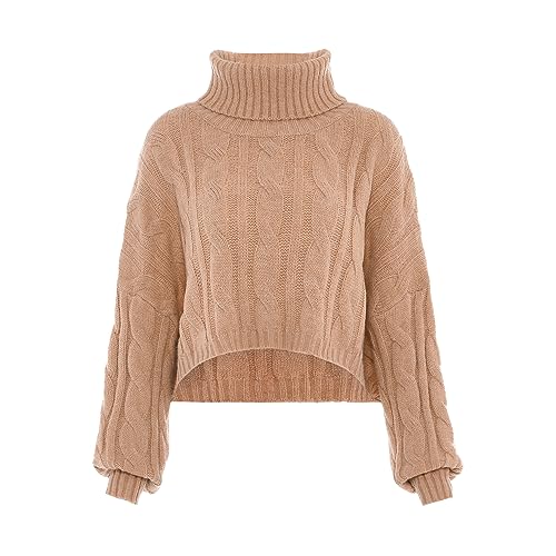 myMo Damska koszulka z golfem Twist-Kape z długim rękawem Akryl BEGE rozmiar XL/XXL, beżowy, XL