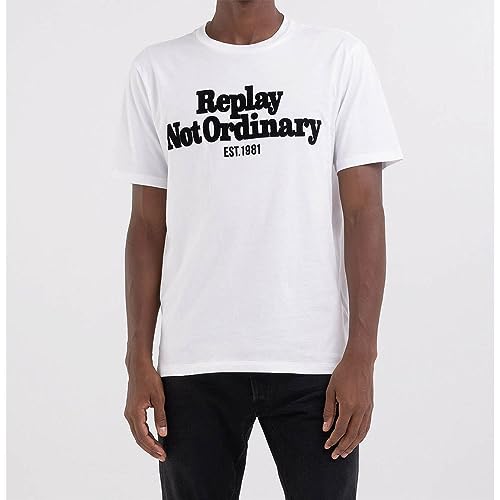 Replay koszulka męska regular fit, 001 White, 3XL