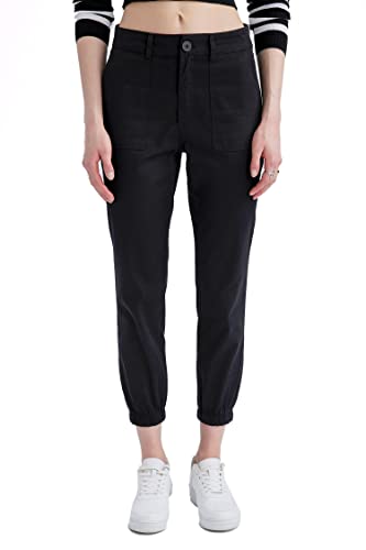 DeFacto Damskie spodnie do biegania z dzianiny na co dzień – standardowy krój, spodnie do joggingu, damskie spodnie do joggingu, dres do joggingu, czarny, 36