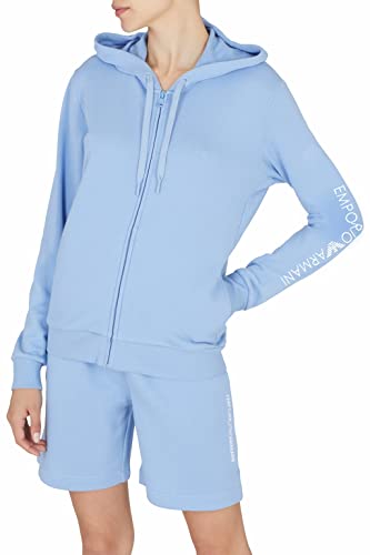 Emporio Armani Underwear Damska kurtka Iconic Terry z pełnym suwakiem, Periwinkle, S, Periwinkle, S