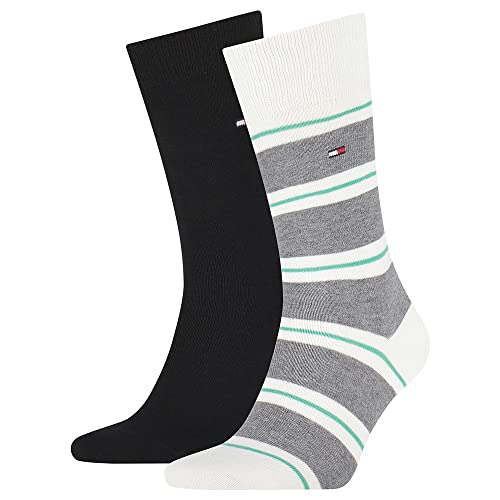 Tommy Hilfiger Męskie skarpety Rugby Colorblock Classic, Szary melanż/zielony, 40-42 EU