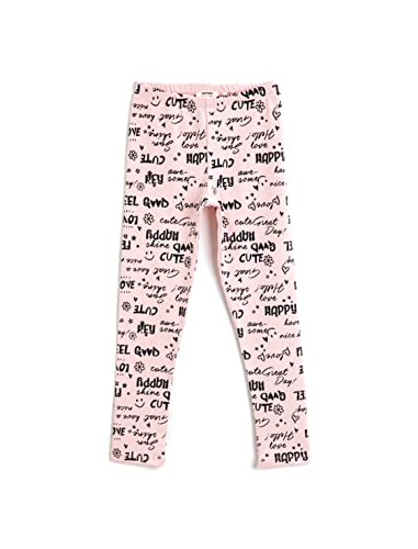 Koton Dziewczęce legginsy z nadrukiem, bawełniane, Różowy wzór (01f), 3-4 Lata