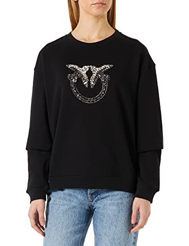 Pinko Damska koszulka z logo Nelly Maglia Felpa RICAMA Henley, Z99_Nero Limousine, XL, Z99_nero limuzyna, XL