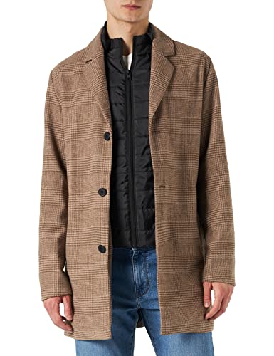 JACK & JONES Płaszcz męski, mieszanka wełny, Crockery/Szczegóły: check, S