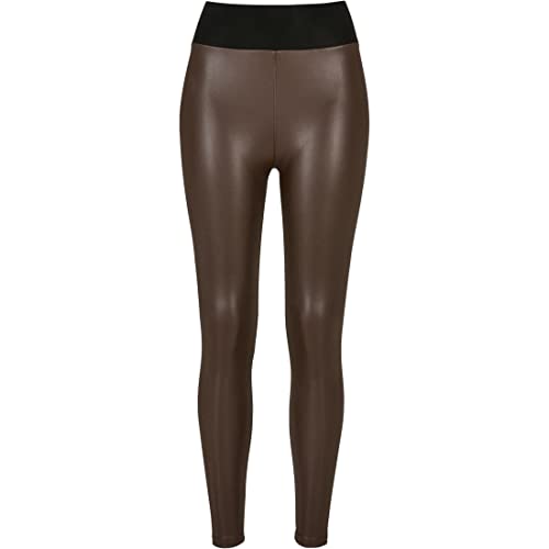 Urban Classics Damskie legginsy ze sztucznej skóry, wysoki stan, damskie spodnie sportowe w różnych kolorach, rozmiary XS-5XL, brązowy, XS
