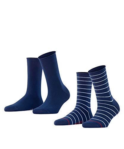 FALKE Kobiety Skarpety Happy Stripe 2-Pack W SO Bawełna z wzorem 2 Pak, Niebieski (Royal Blue 6000), 39-42