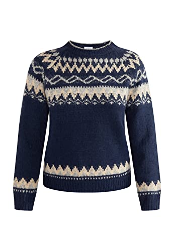 ALARY Damski sweter norweski 15424761-AL01, granatowo-szary beżowy, XS/S, granatowy, szary, beżowy, XS-S