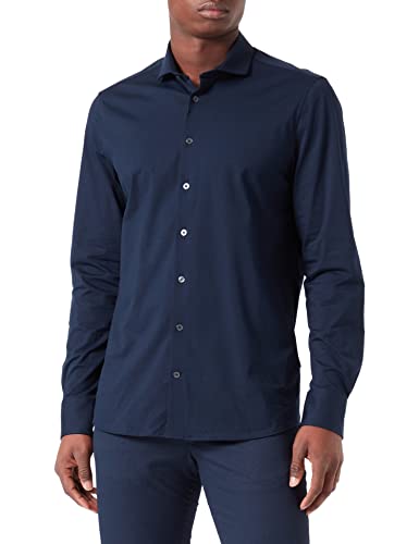 bugatti Męska koszula 9950-38600, granatowa-390, regularna, Marine-390, M