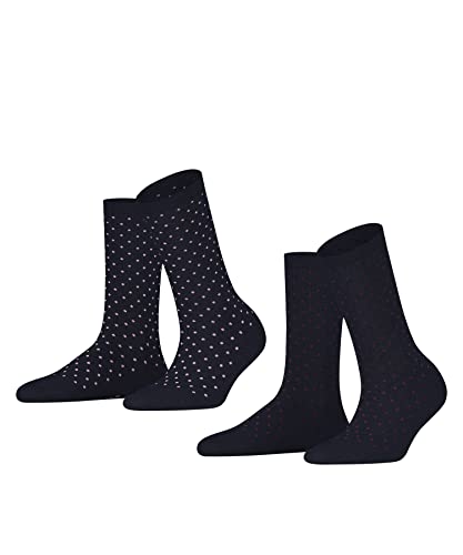 ESPRIT Kobiety Skarpety Fine Dot 2-Pack W SO Bawełna z wzorem 2 Pak, Niebieski (Marine 6120), 35-38