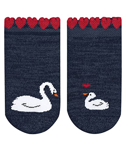 FALKE Unisex Baby Swan Hearts B Hp skarpety domowe, niebieski (Marine 6120), 62/68 cm