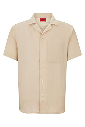 HUGO Męska koszula Ellino Light Beige 274, L, Light Beige274, L