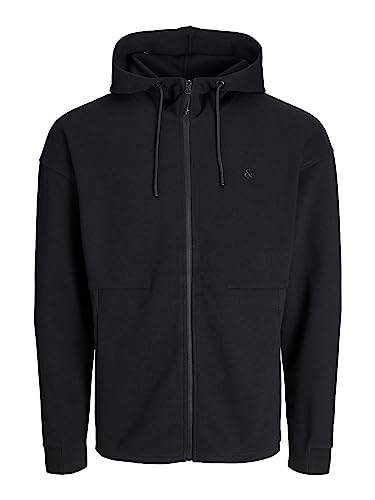 Bestseller A/S Męska kurtka JJEJAX Sweat Zip Hood NOOS PLS bluza z kapturem, czarna, 4XL, czarny