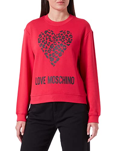 Love Moschino Damska bluza o regularnym kroju z maxi zwierzęcym sercem i logo, czerwony, 42