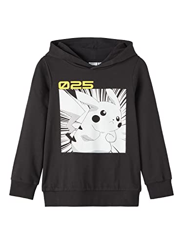 NAME IT Chłopięca bluza z kapturem Nkmnis Pokemon Sweat Bru W Hood Noos Bfu, czarny, 146-152