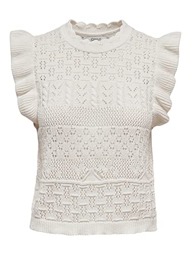 ONLY Damski ONLTULLE Life S/L Frill KNT NOOS Top, Eggnog, XXL, Eggnog, XXL