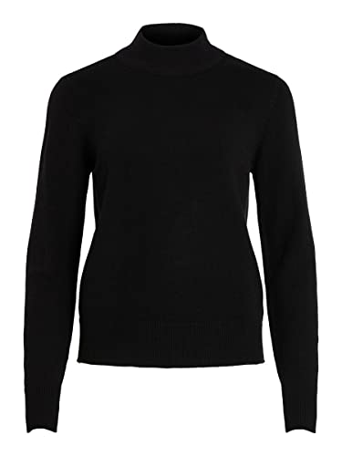 Vila Damski sweter z okrągłym dekoltem L/S Knit Top-Noos, czarny, M, czarny, M