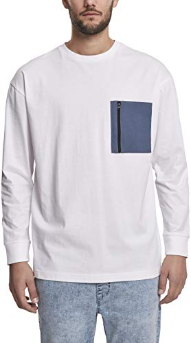 Urban Classics Męska koszulka z długim rękawem Boxy Big Contrast Pocket Ls, biały, XXL