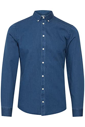 CASUAL FRIDAY CFAnton BD LS Denim Chambray męska koszula dżinsowa, koszula na czas wolny, z kołnierzykiem, 100% bawełny, krój regularny, Denim Mid Blue (200436), XL