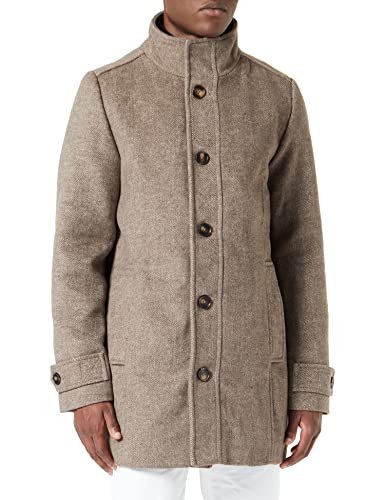 TOM TAILOR Męskie Płaszcz wełniany z kurtką wewnętrzną 1032506, 30508 - Brown Chinchilla Wool Twill, S