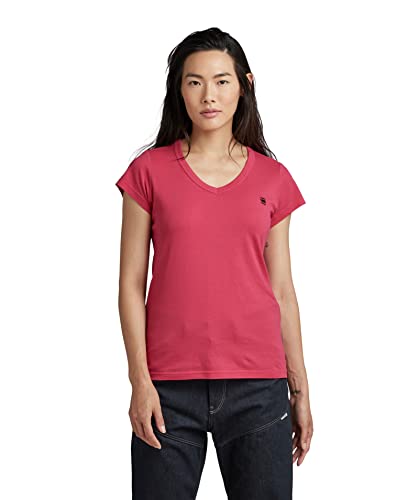 G-STAR RAW Women's Eyben Stripe Slim V-Neck Top T-shirt, różowy (Bright Bazooka 4107-7178), M, Różowy (Bright Bazooka 4107-7178), M