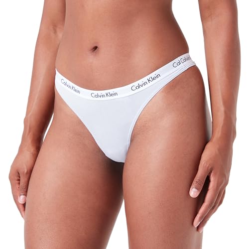 Calvin Klein - Idealnie dopasowane stringi - bielizna damska - beżowa - 72% poliamid, 28% elastan - logo Calvin Klein - niski stan - rozmiar XS, Lód arktyczny, XS