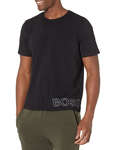 Hugo Boss Męska koszulka z okrągłym dekoltem i okrągłym dekoltem Lounge piżama top, czarna, S