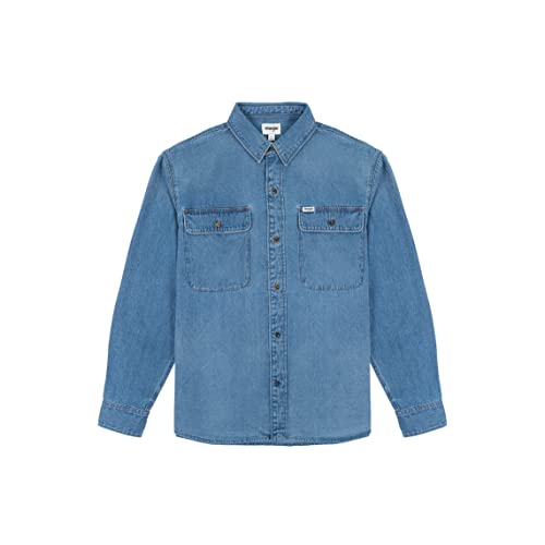 Wrangler Męska koszula 2PKT, MID Stone, rozmiar 3XL, szary (mid stone), 3XL