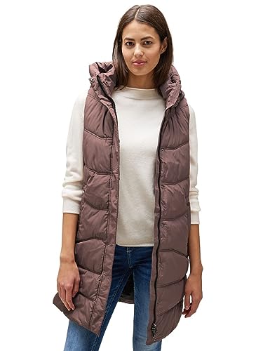 Street One Damska kamizelka pikowana A220199, długa, Sleek Brown, 36, Sleek Brown, 36