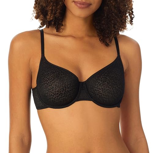 DKNY Damski nowoczesny koronkowy biustonosz Demi bez podszewki, Czarny, 75C
