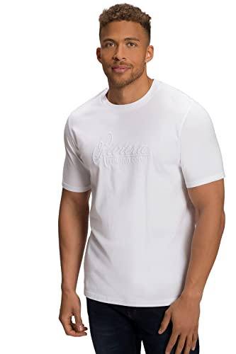 JP 1880 Męski t-shirt z rękawami do łokci z dużym haftem, śnieżnobiały, XXL, śnieżnobiały, XXL