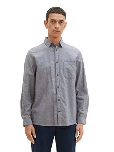 TOM TAILOR Męska koszula Comfort Fit z regulowanym rękawem, 28941 - Navy Chambray, M