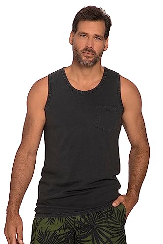 JP 1880, Męski, duże rozmiary, tank top, washed, okrągły dekolt, duży nadruk, czarny, 6XL