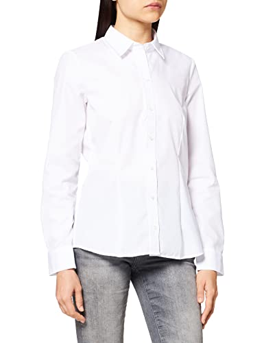 Seidensticker Damska bluzka slim fit z długim rękawem, biały, 48