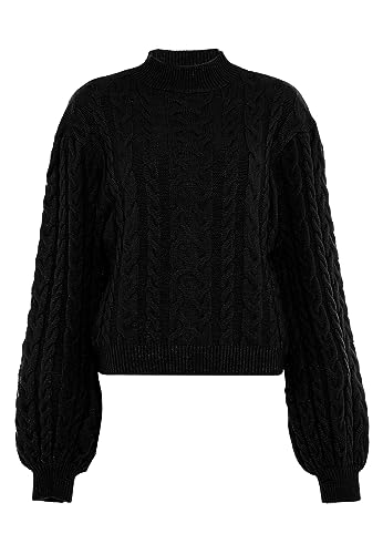piano Damski sweter z dzianiny ze stójką akrylowy czarny rozmiar M/L, czarny, M