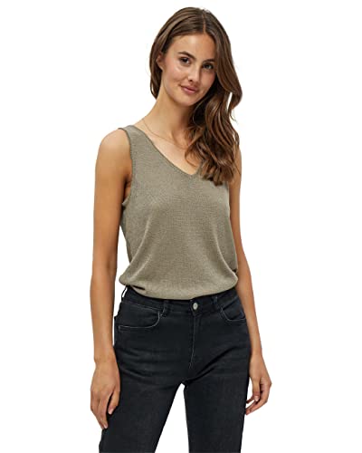 Minus Damski top z dzianiny Carli, lurex z drewna dymnego, L