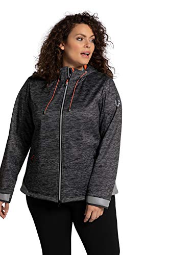 Ulla Popken Damska kurtka softshellowa do chodzenia, dunkelgrau melange, 46-48