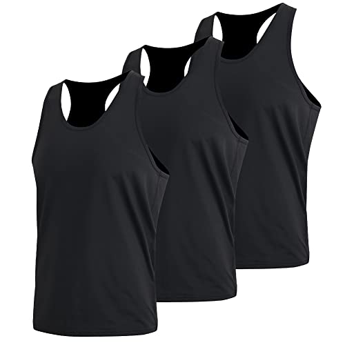 MEETWEE Męska kamizelka tank top, Y-Back koszulka sportowa bez rękawów sportowa koszulka sportowa podkoszulek mięśnie siłownia kamizelki topy do biegania treningu treningu, czarny + czarny + czarny, M