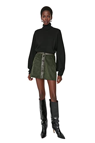 Trendyol Damska spódnica damska mini liniowa, khaki, 42, Khaki, 68