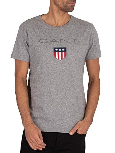 GANT Koszulka męska Shield SS, Grau (Grey Melange 93), M