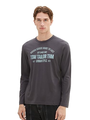 TOM TAILOR Koszulka męska z długim rękawem, 10899 - Tarmac Grey, M