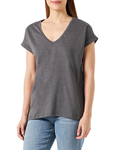 Vila Damska koszulka Vidreamers New V-Neck Su-Noos, Medium Grey Melange, S
