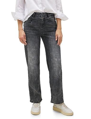 Street One Damskie spodnie jeansowe Straight i High, Black Random Wash, 32W / 28L