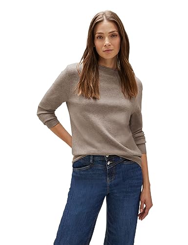 Street One Damski sweter z dzianiny, Bleached Sand Melange, 42