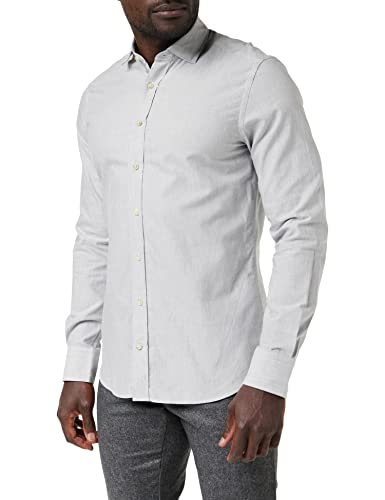 Hackett London Męska koszula OXF Flannel ENG STR, szara, XS