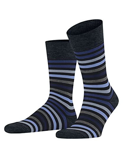 FALKE Mężczyźni Skarpety Tinted Stripe M SO Wełna Merynosa z wzorem 1 Para, Niebieski (Dark Navy 6371), 47-50