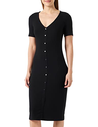 Vila Sukienka damska Vifelia Button S/S Midi Dress/Su-Noos sukienka midi, czarny, XXL