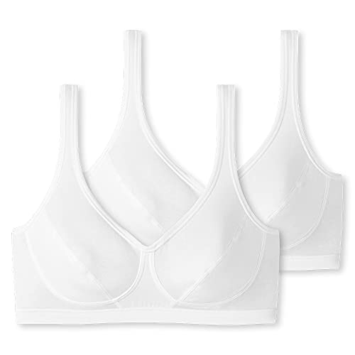 Damski Biustonosz z Miseczkami, Zestaw 2 Sztuk, Bawełna Organiczna, 95/5, Biały, 80C