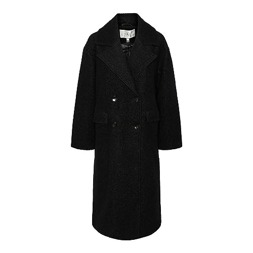 YAS Damski płaszcz wełniany YASMILA LS Wool Mix Coat S. NOOS, czarny, XL, czarny, XL