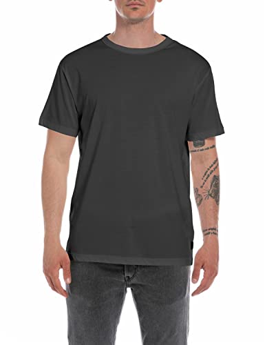Replay T-shirt męski z krótkim rękawem z bawełny organicznej, 391 Dark Grey, L
