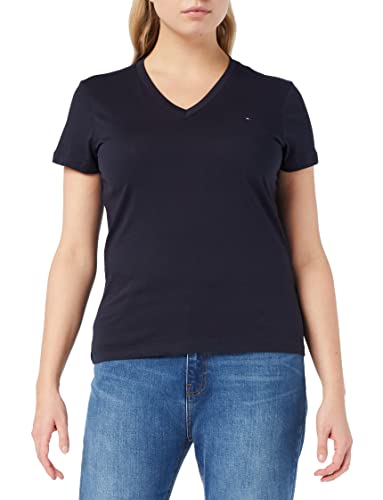Tommy Hilfiger Heritage T-shirt damski z dekoltem w serek z dekoltem w serek, Midnight, XL